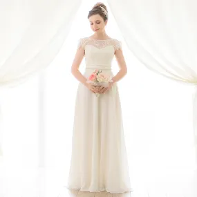 ---Discount simple alternative wedding dresses in chiffon and lace belt with sequin and sparkling stones to tie--